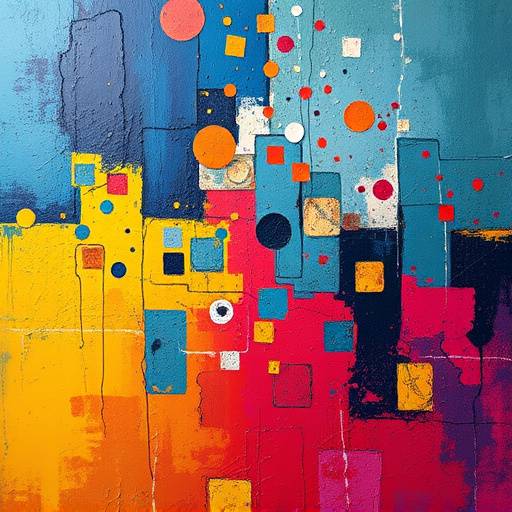 Abstract art piece captured in a studio with bold colors and textures