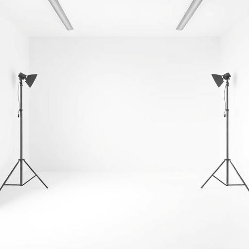 Clean, minimalist studio with white walls and seamless backdrops.
