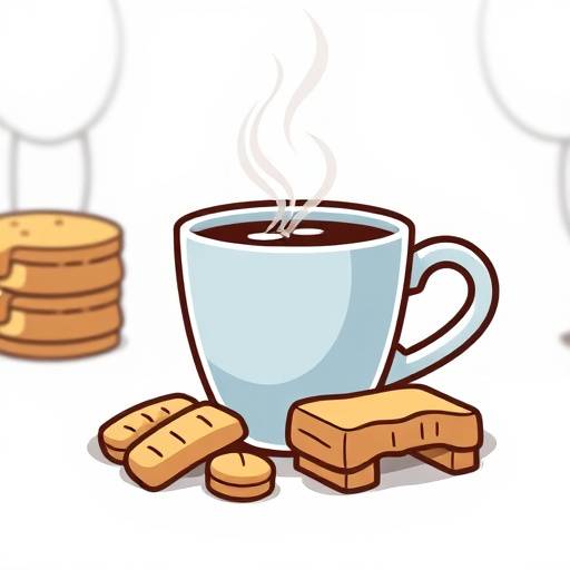 Icon representing a coffee cup and snacks