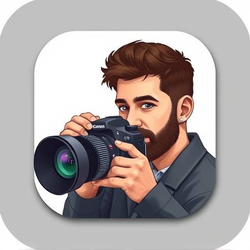 Icon representing a photographer with a camera