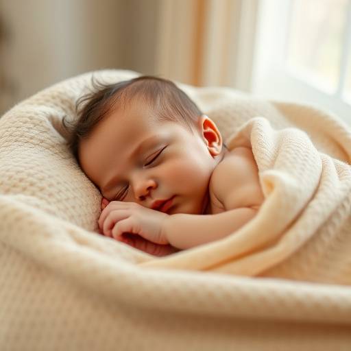 Newborn baby sleeping peacefully on a soft blanket in a cozy studio setting